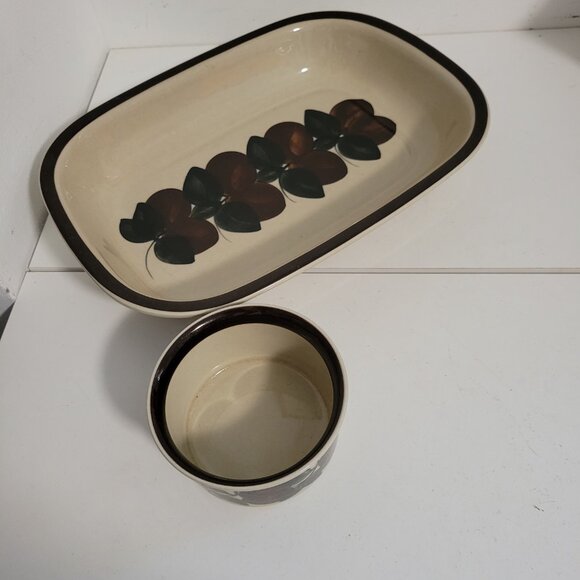 Two Vintage 70's Arabia of Finland Casserole and Sauce Bowl Ruija Pattern - Picture 2 of 4